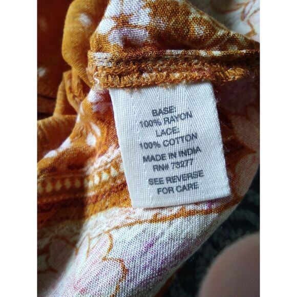 NWT Mudd Orange Flowy Floral High Neck Boho Tank Top Sz XXL - Picture 5 of 5